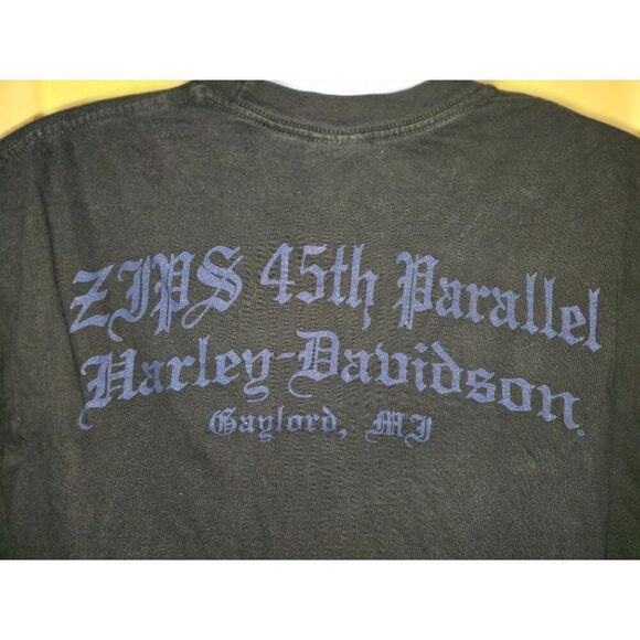 Harley-Davidson Legendary Black Graphic Tee W Zips 45th Parallel Gaylord MI - Picture 4 of 7